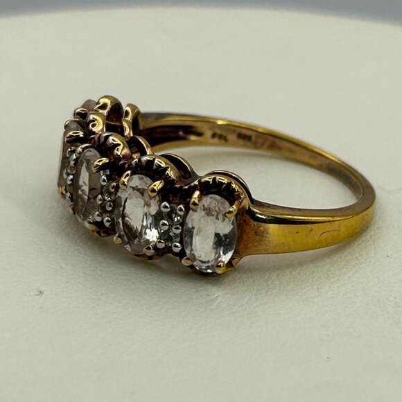 White Topaz and Rose Gold Vermeil Ring Antique Finish SBL 925 India SIZE 9 - Picture 3 of 7